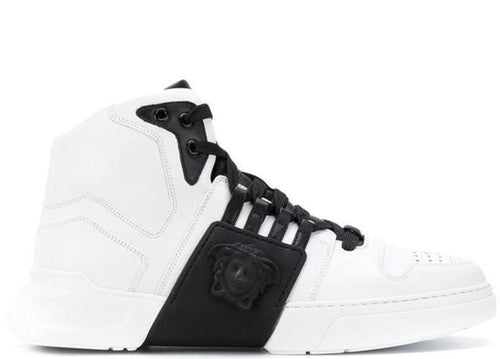 VERSACE Medusa Strap Hi-top Sneakers, White-OZNICO