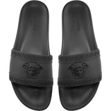 VERSACE Palazzo Medusa Pool Slides, Black-OZNICO