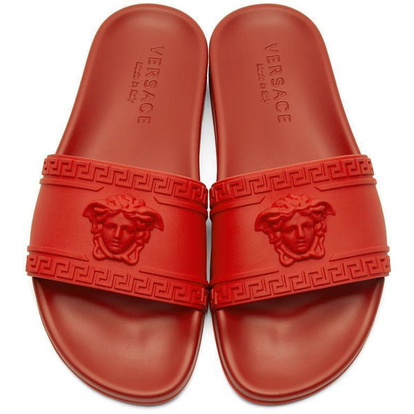 VERSACE Palazzo Medusa Pool Slides, Cardinal Red-OZNICO