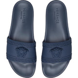 VERSACE Palazzo Medusa Pool Slides, Navy-OZNICO