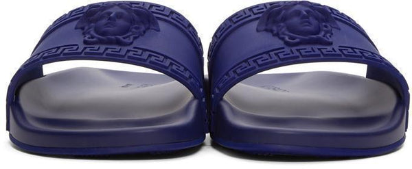 VERSACE Palazzo Medusa Pool Slides, Royal Blue-OZNICO