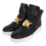 Versace Perforated High-top Sneakers, Black-OZNICO