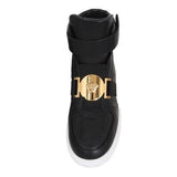 Versace Perforated High-top Sneakers, Black-OZNICO