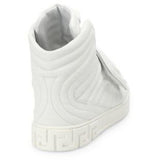 VERSACE Quilted High-top Sneakers, White-OZNICO