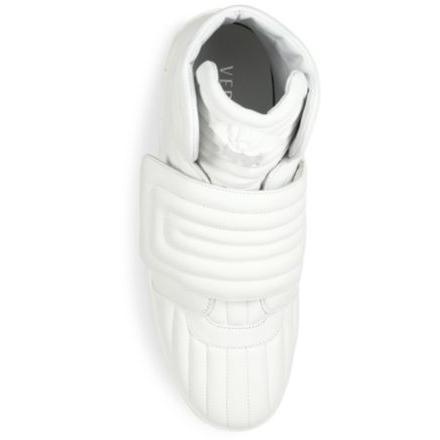 VERSACE Quilted High-top Sneakers, White-OZNICO