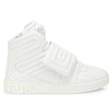 VERSACE Quilted High-top Sneakers, White-OZNICO