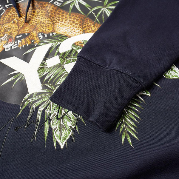 Y 3 Embroidered Leopard Hoody Legend Blue