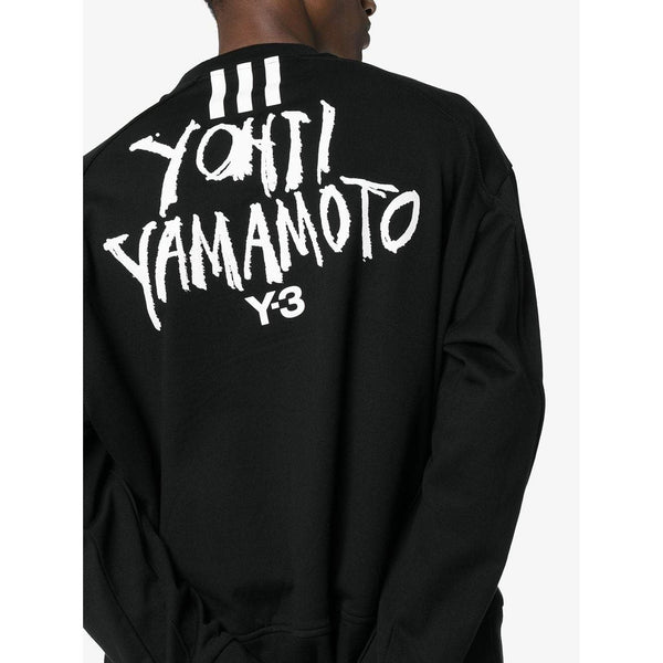 Y-3 Signature Graphic Cotton Crewneck Sweatshirt, Black